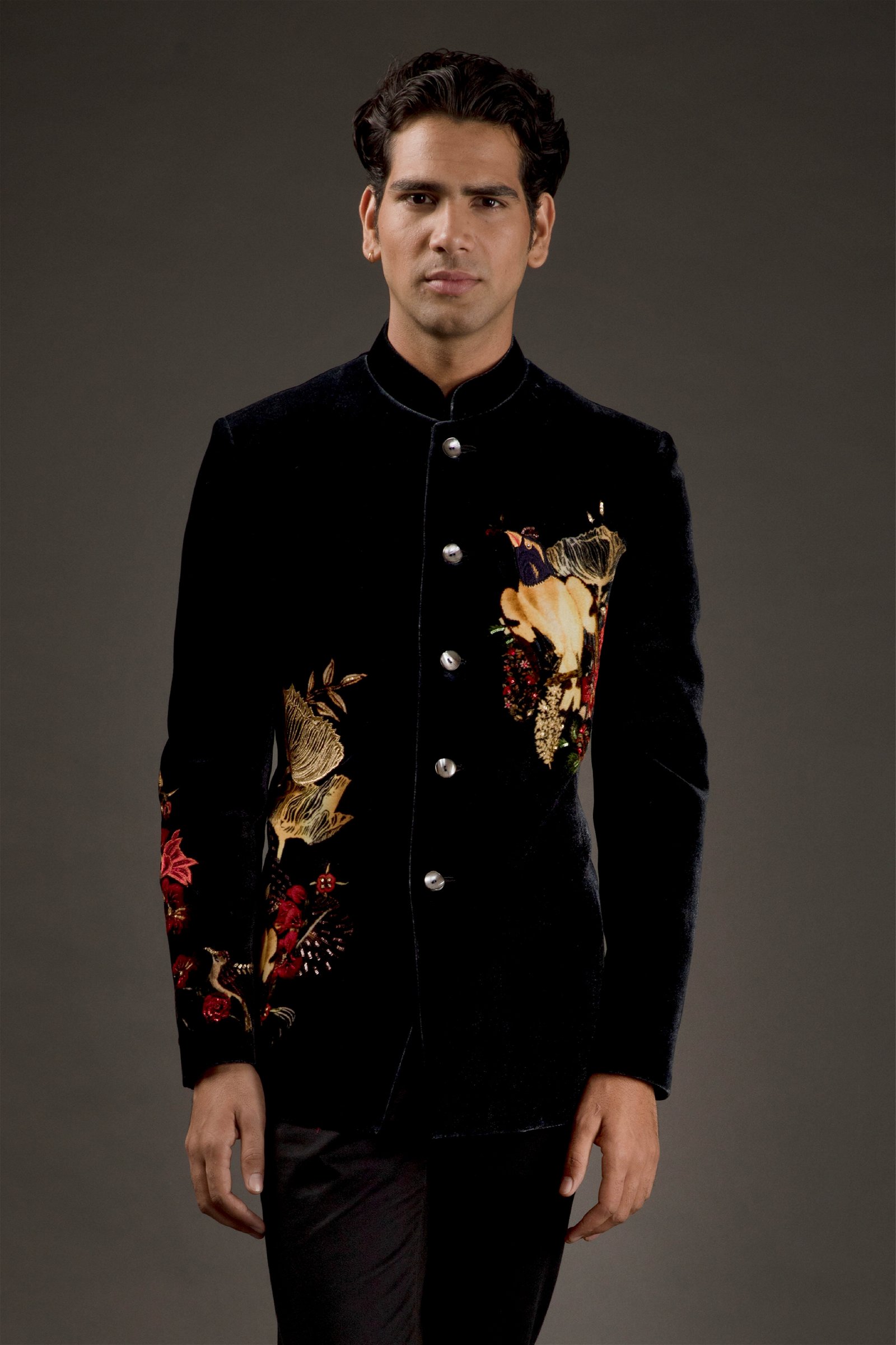 Classic Black Bandhgala Suit With Metal Button – The Imperial India Company